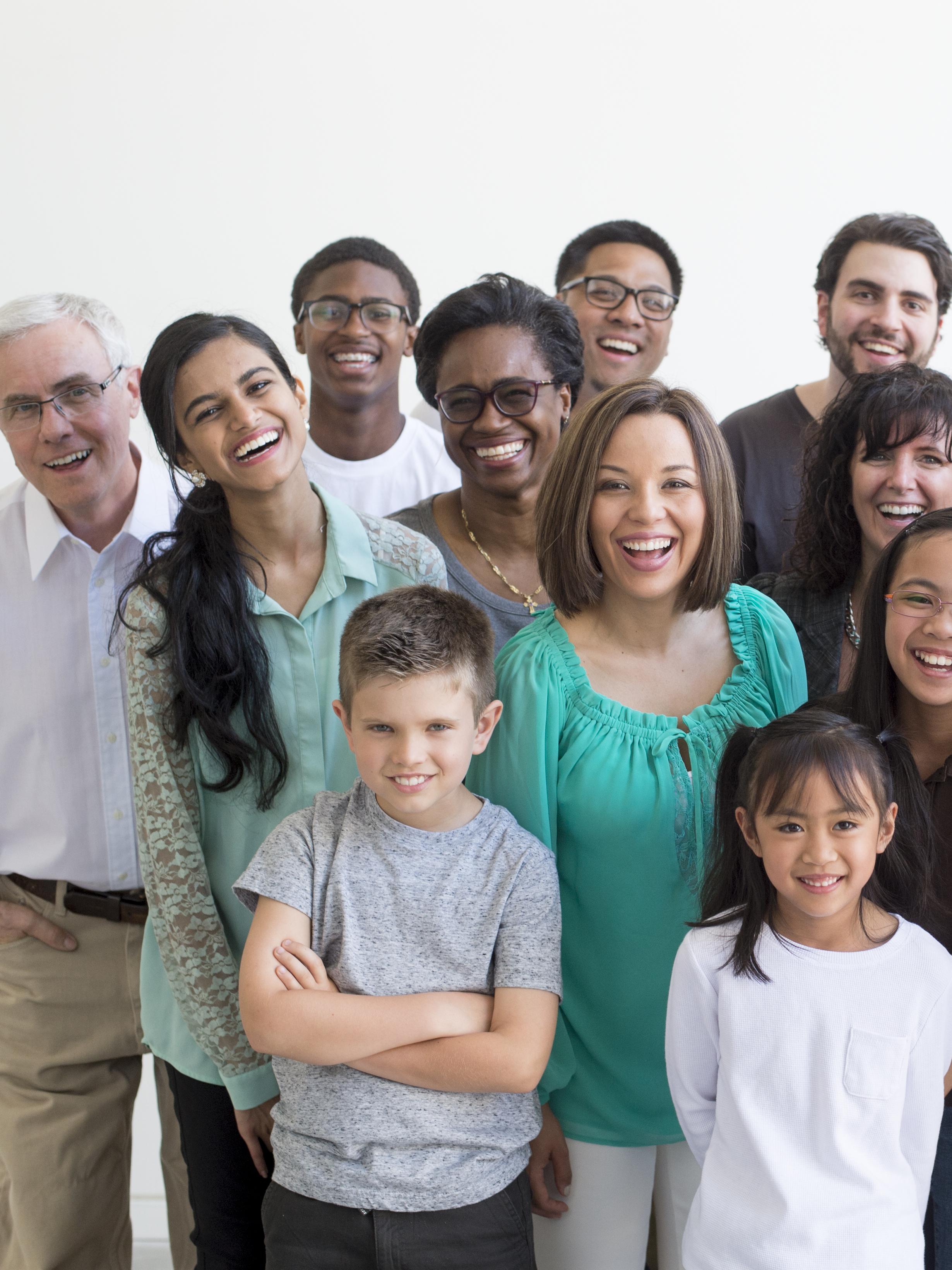 Multiracial Group, People, White Background, Multi-Generation Family, Child