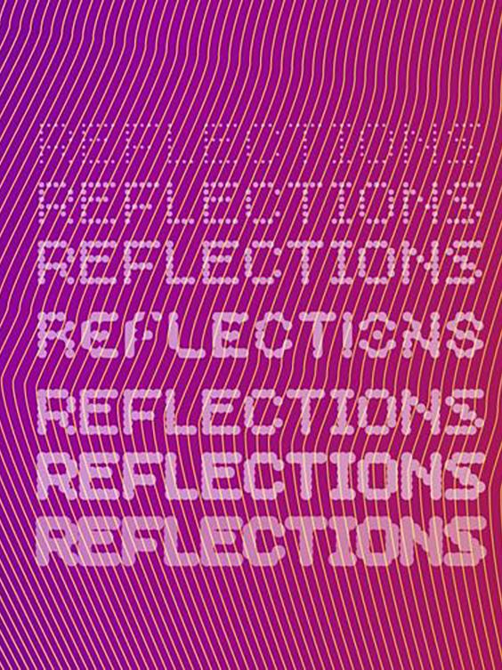 A creative purple banner that says the word "Reflections"