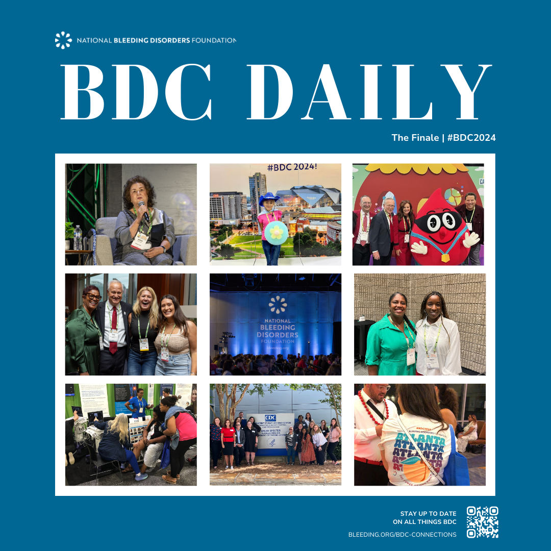 The front cover of the BDC Daily Finale with a grid of photos from the Bleeding Disorders Conference