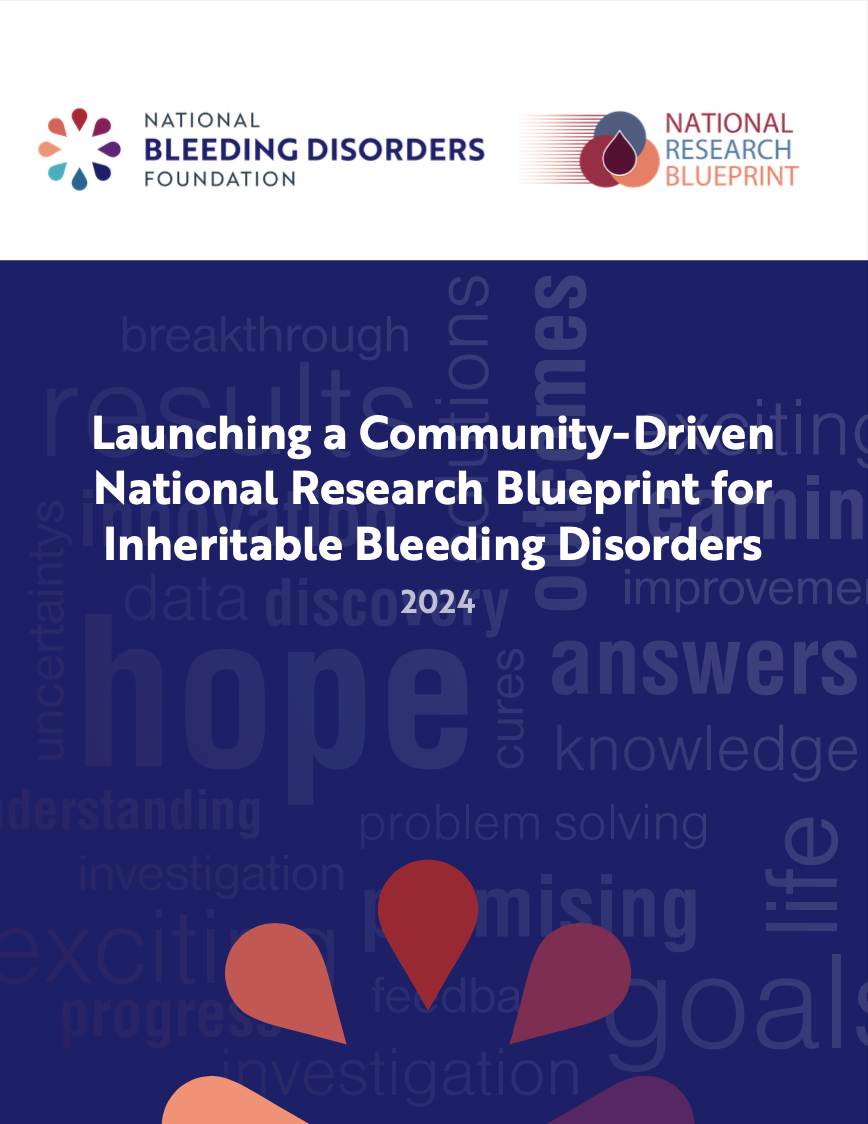 A document titled "Launching a Community-Driven National Research Blueprint  for Inheritable Bleeding Disorders 2024"