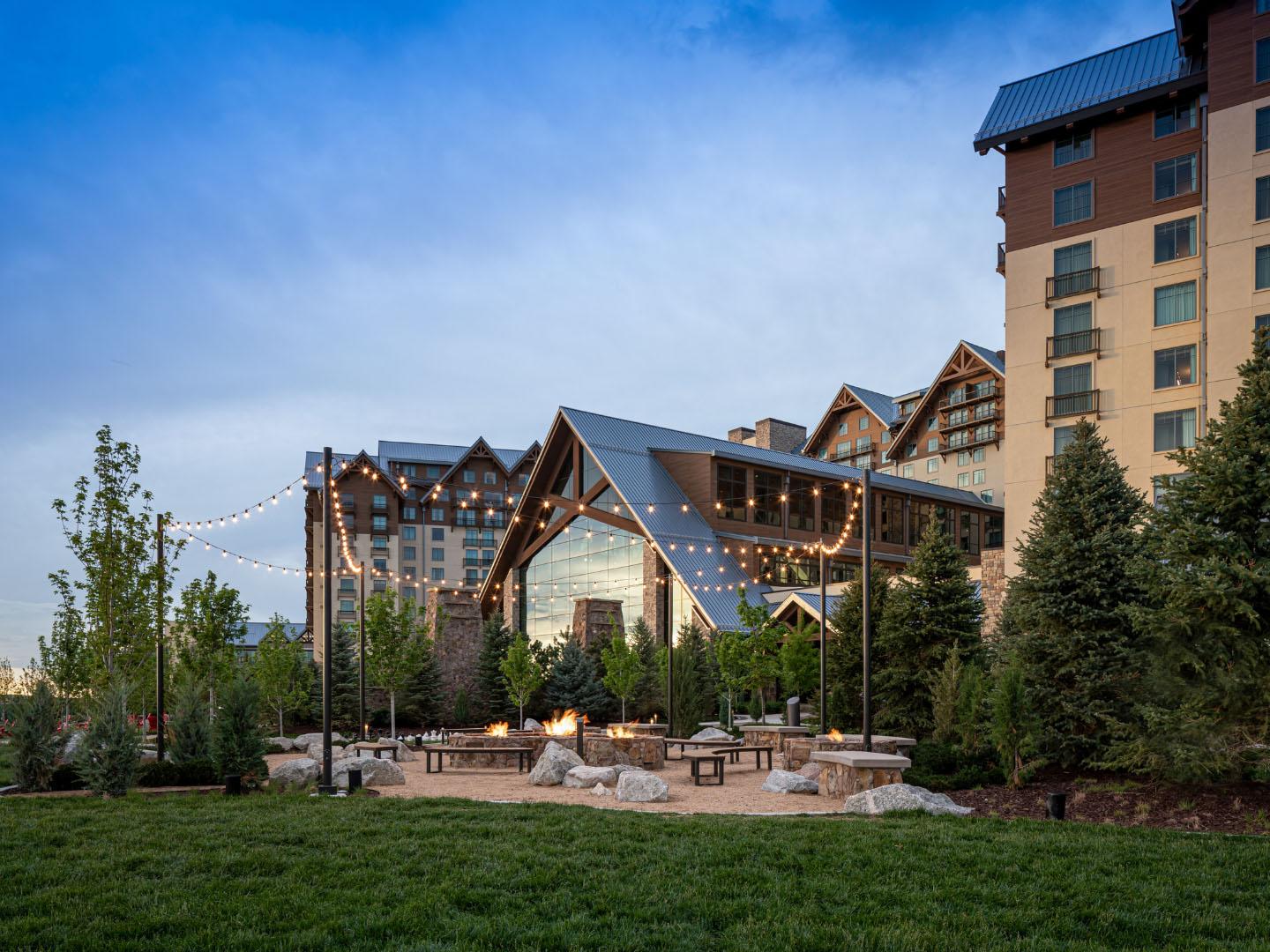 Gaylord Rockies outdoor area with seating in Aurora, Colorado