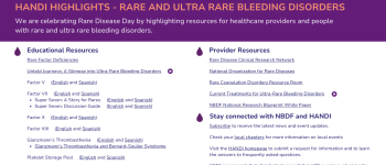 HANDI Highlights - Rare and Ultra Rare Bleeding Disorders